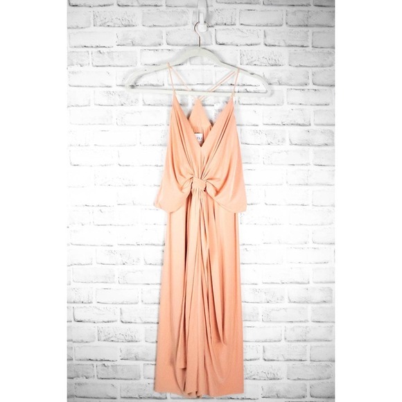 Misa Los Angeles Peach Jersey Knit Sleeveless Knee Length Cocktail Dress Small - Picture 2 of 12